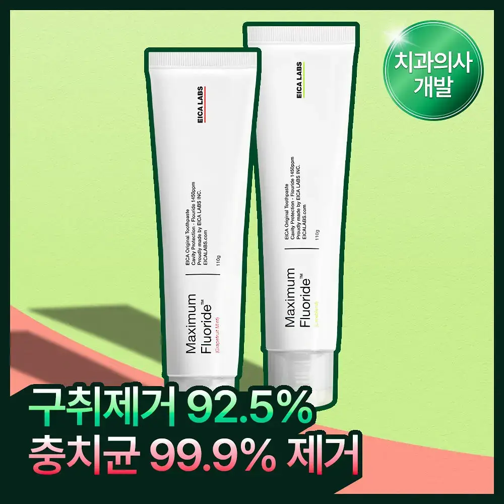 [고불소/치과 전문의 개발] 에이카랩스 고불소 치약 110g 2종(라임블렌드향/자몽민트향)